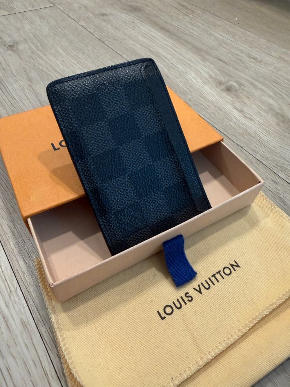 Louis Vuitton Damier Graphite Card Holder w/ COA, Box, & Dust Bag